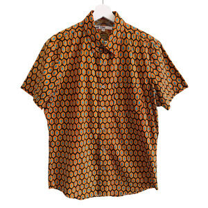 Mr. Turk Shirt Mens Medium Geometric Midcentury Print Short Sleeve Button Up